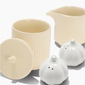 Citrine Cream & Sugar + Talking Tables Pumpkin Salt & Pepper Shaker Set Bundle